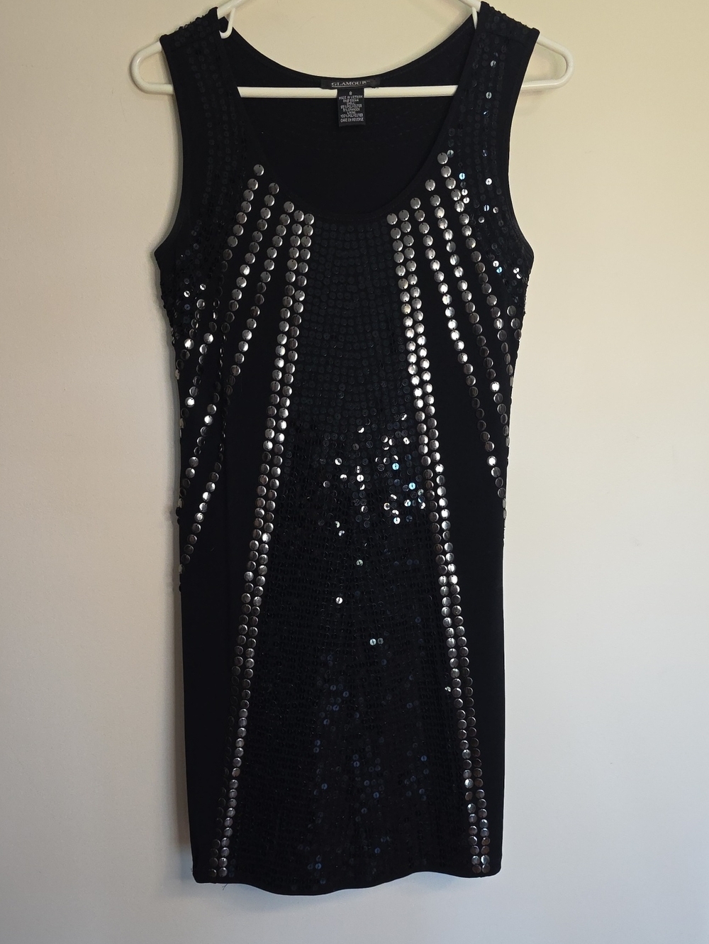 Glamour Black Sequin & Silver Stud Mini Dress